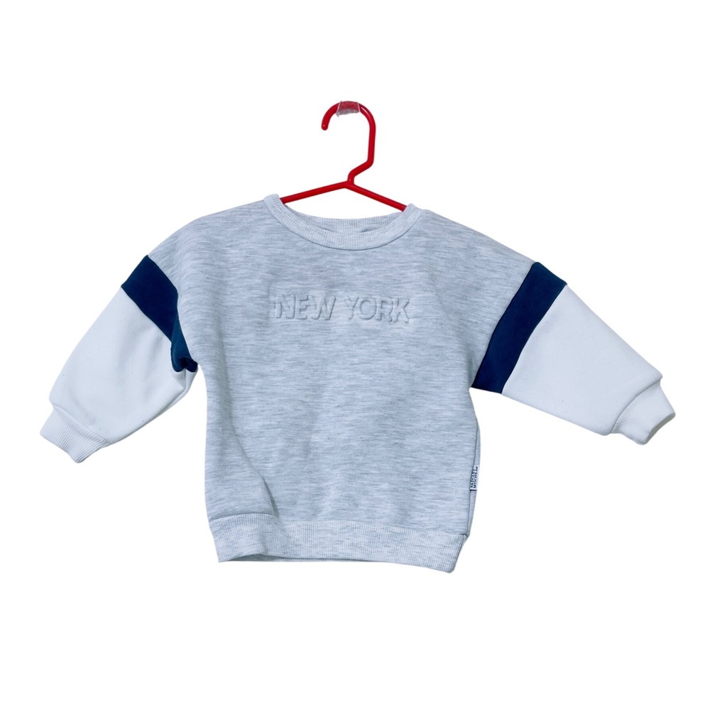 Badgley Mischka Kids New York Sweatshirt Grey Blue 18-24M  Sporty Casual Travel